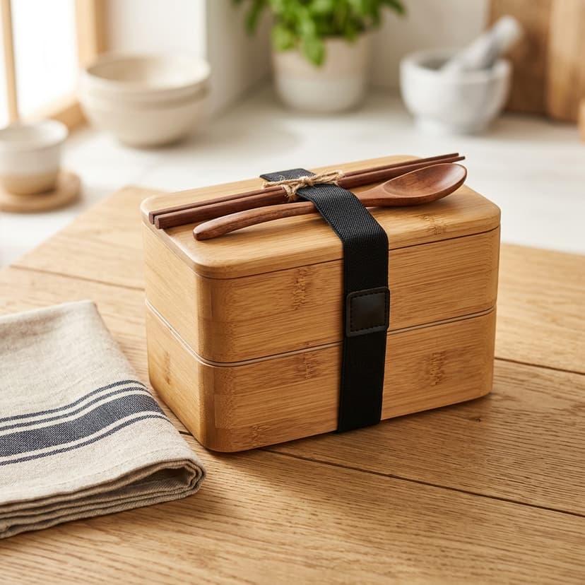Handcrafted Bamboo Bento Picnic Case & Linen Mat