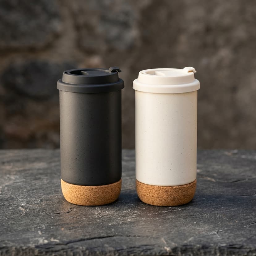 Double-Walled Ceramic Travel Tumbler Pair