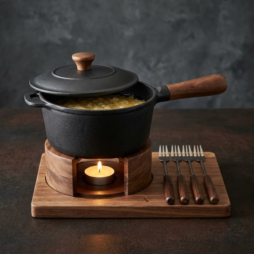 Cast Iron Tabletop Fondue & Skewer Set